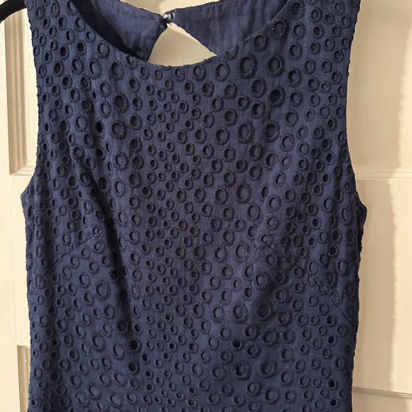 Issa navy eyelet A-line sundress with back cutout - size 4 - Picture 4 of 5